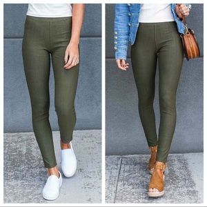 Skinny Jeggings Jeans High Waisted Olive One Size